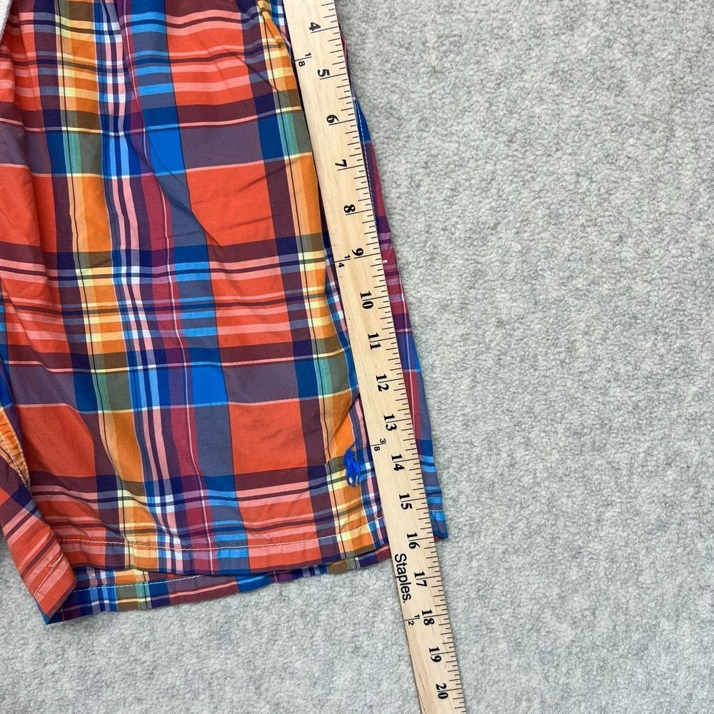 Polo Ralph Lauren Mens Swim Trunks Multicolor Plaid Drawstring Pony Logo Beach S